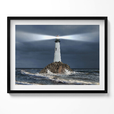 Kép keretben Világítótorony viharos tengerparton