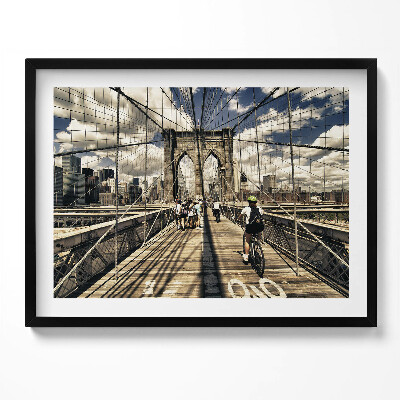 Kép keretben Brooklyni híd gyalogosok és kerékpárosok