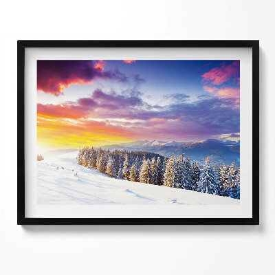 Kép keretben Téli táj naplementével