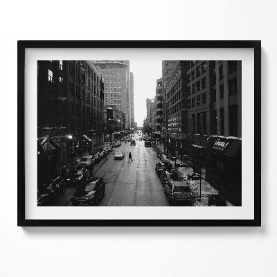 Kép keretben Városi utca fekete-fehérben
