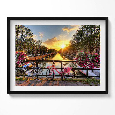 Kép keretben Naplemente és rózsaszín kerékpár