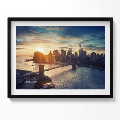 Kép keretben Naplemente városi tájjal