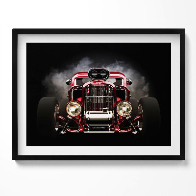 Kép keretben Régi piros autó frontja