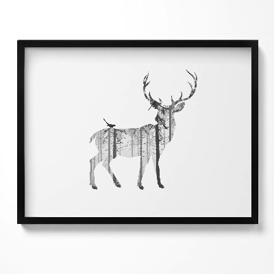 Kép keretben Szarvas és erdő sziluettje
