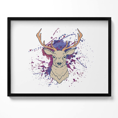 Kép keretben Szarvas fej festmény splatter háttérrel
