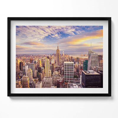 Kép keretben New York-i városkép naplementében