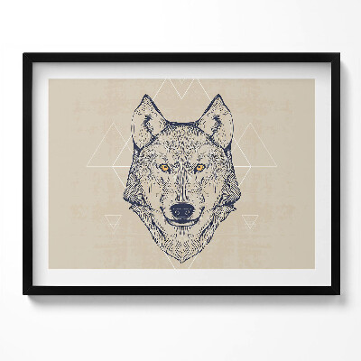 Kép keretben Farkasfej geometrikus háttérrel