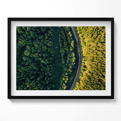 Kép keretben Zöld erdő és kanyarodó út