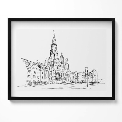 Kép keretben Városi épület torony kontúrok