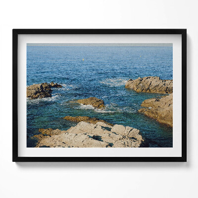 Kép keretben Tengerparti sziklák és víz