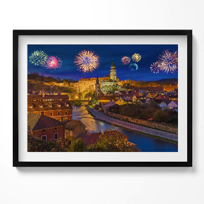 Kép keretben Tűzijáték egy város felett