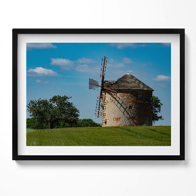 Kép keretben Szélmalom zöld mezőn
