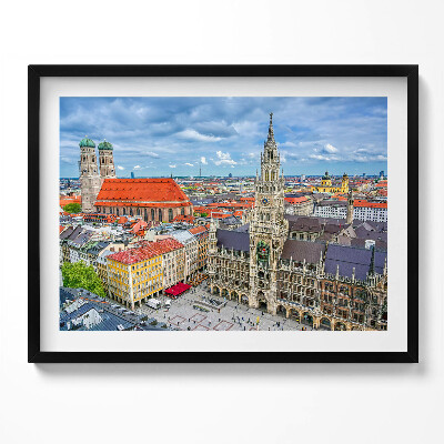 Kép keretben München városképe neogótikus épület