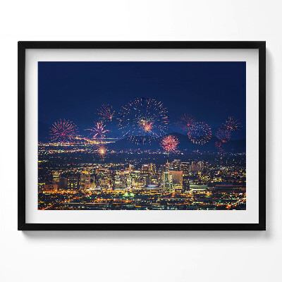 Kép keretben Tűzijáték városi háttérrel