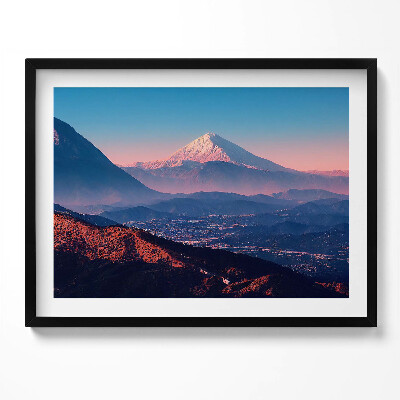 Kép keretben Hegyek naplementében