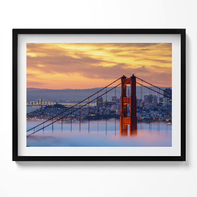 Kép keretben Aranyló naplemente Golden Gate híd