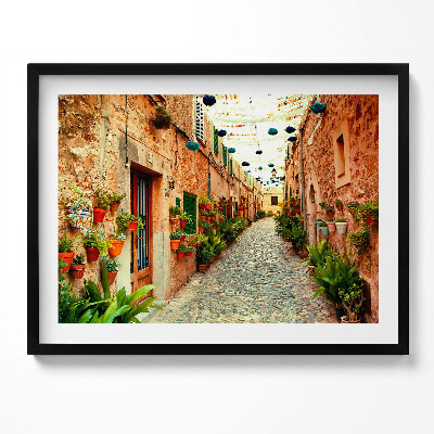 Kép keretben Színes virágos utcácska