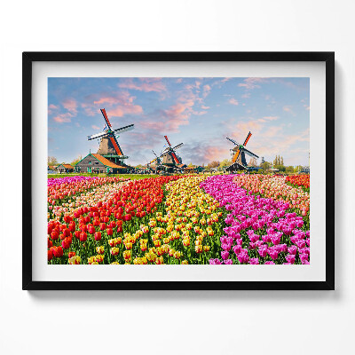 Kép keretben Szélmalmok és virágos mezők