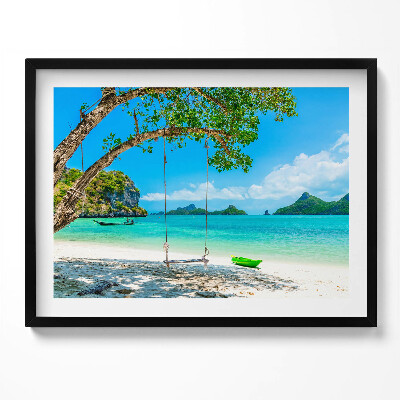 Kép keretben Tengerparti hinta zöld fák
