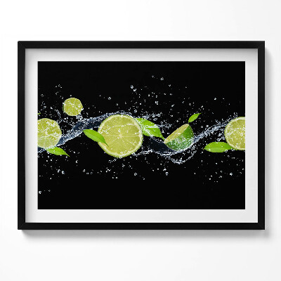 Kép keretben Friss lime szeletek vízben