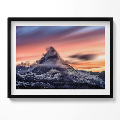 Kép keretben Hegyi táj naplementében