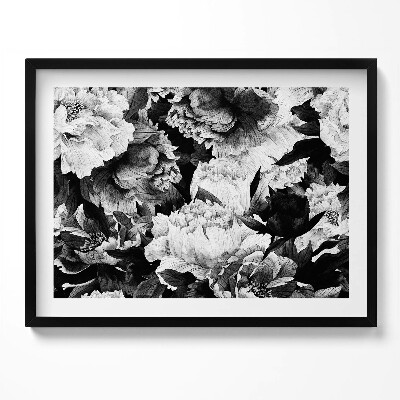 Kép keretben Fekete-fehér virágmintázat