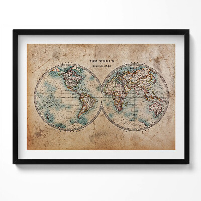 Kép keretben Világtérkép vintage stílusban