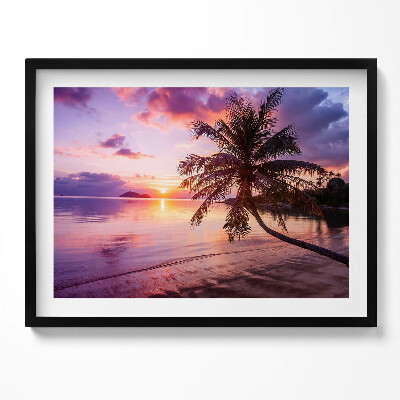 Kép keretben Tengerparti naplemente pálmafával