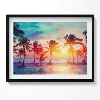 Kép keretben Trópusi naplemente pálmafákkal