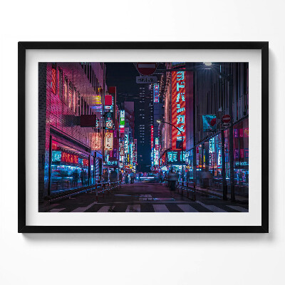 Kép keretben Éjszakai városi fények neonreklámok
