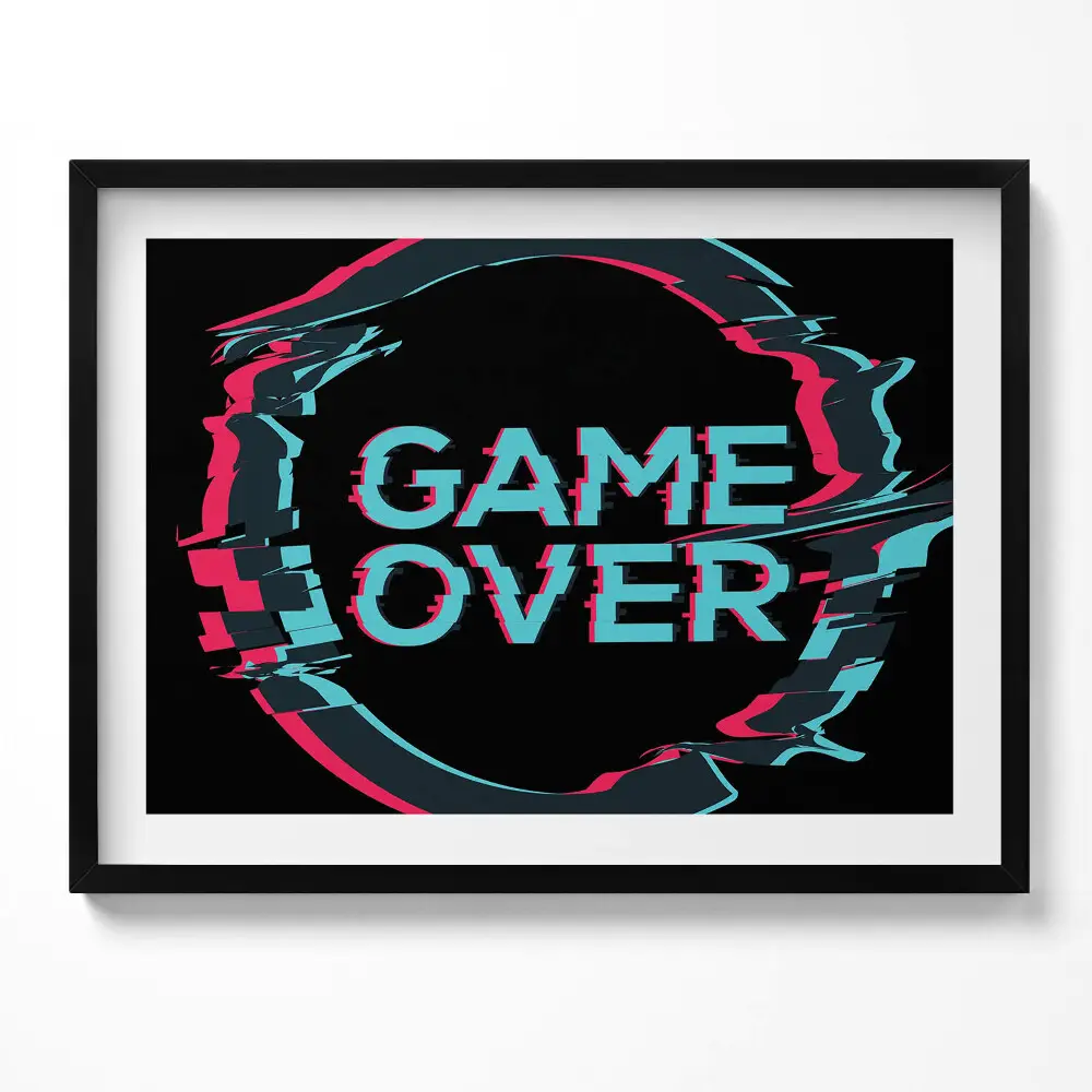 Kép keretben Digitális stílusú "Game Over" felirat