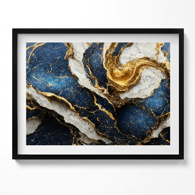 Kép keretben Absztrakt kék és arany mintázat