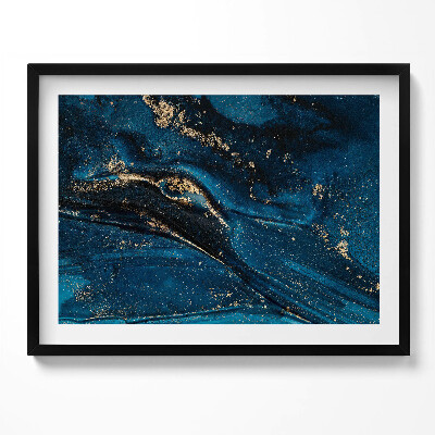 Kép keretben Absztrakt kék-arany mintázat