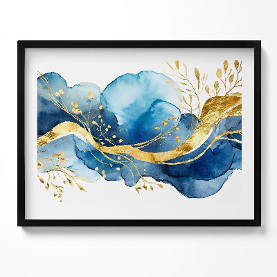 Kép keretben Absztrakt kék és arany mintázat