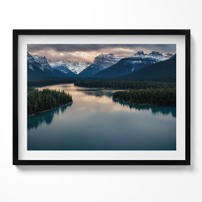 Kép keretben Hegyek és tükörsima víz