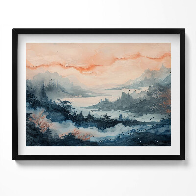 Kép keretben Hegyek és víz lágy színek