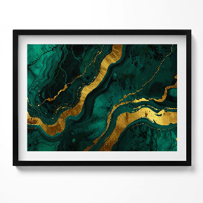 Kép keretben Zöld és arany absztrakt mintázat