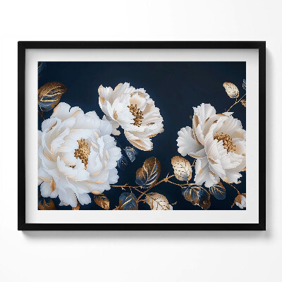 Kép keretben Virágok és levelek sötét háttér
