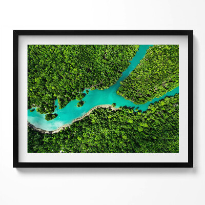 Kép keretben Zöld erdő és kék folyó