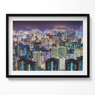 Kép keretben Éjjeli városi táj fényekkel teli