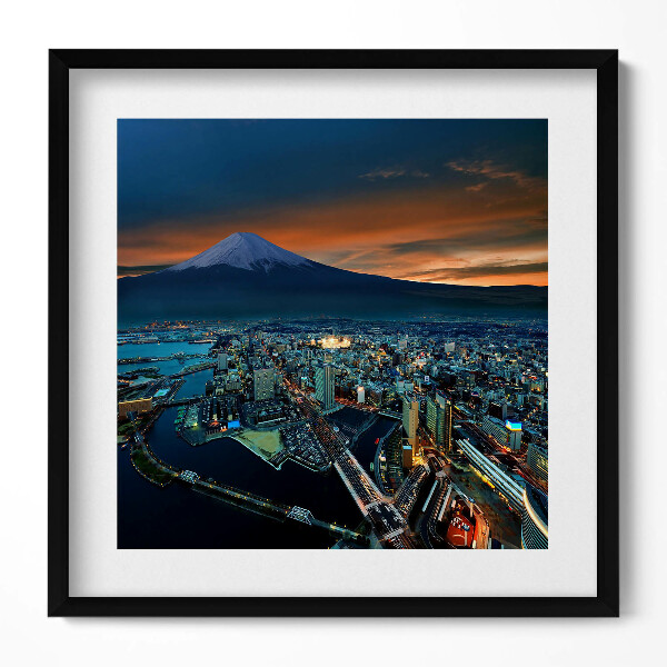 Keretezett falikép Hegyek és városi táj