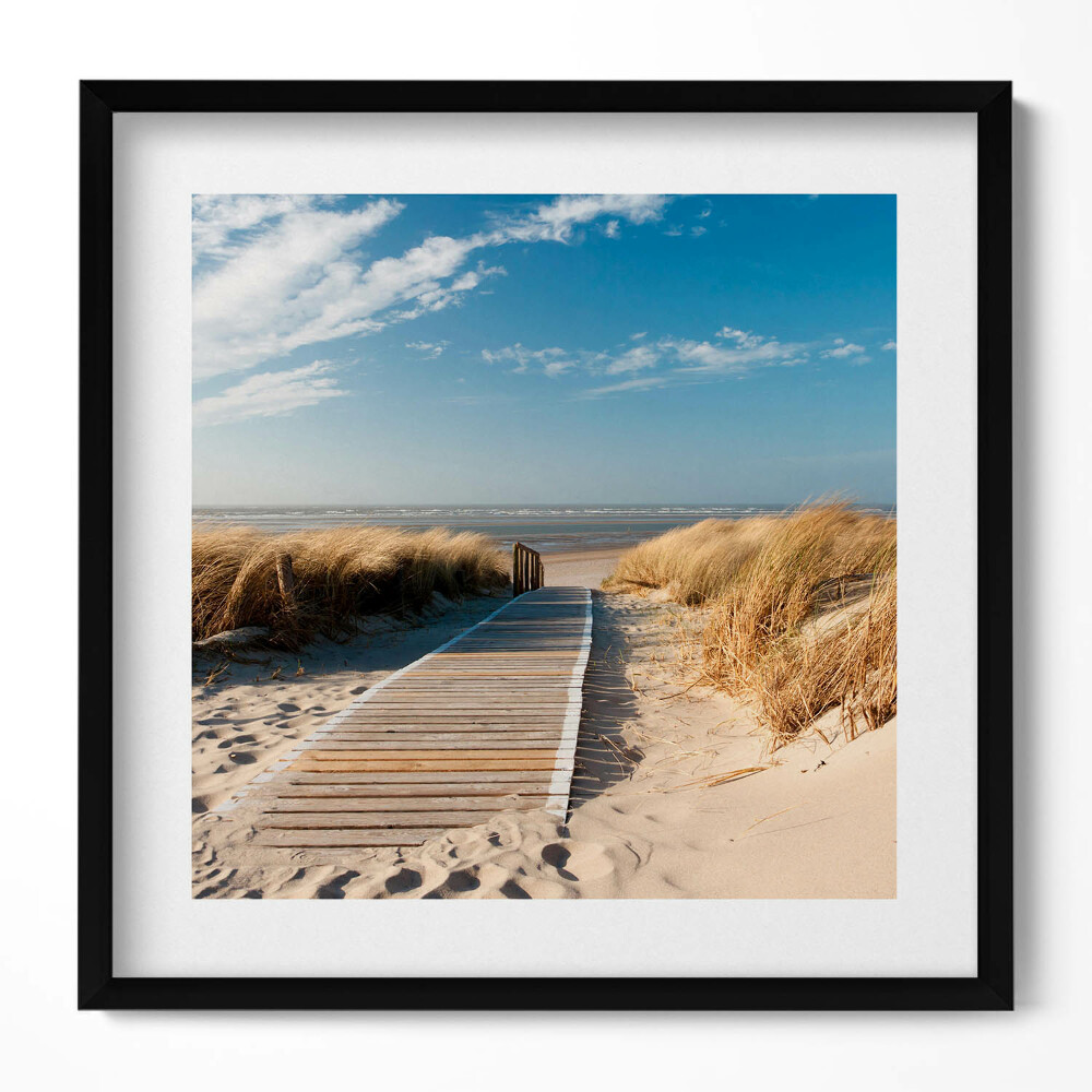Keretezett falikép Tengerparti stég a homokdűnék között