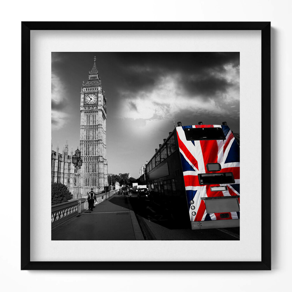 Keretezett falikép Londoni táj piros busz