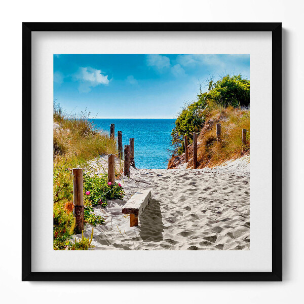 Keretezett falikép Tengerparti ösvény homok víz
