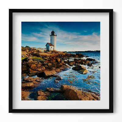 Keretezett falikép Fénytorony sziklás parton