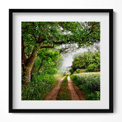 Keretezett falikép Zöld dombos táj keskeny ösvény