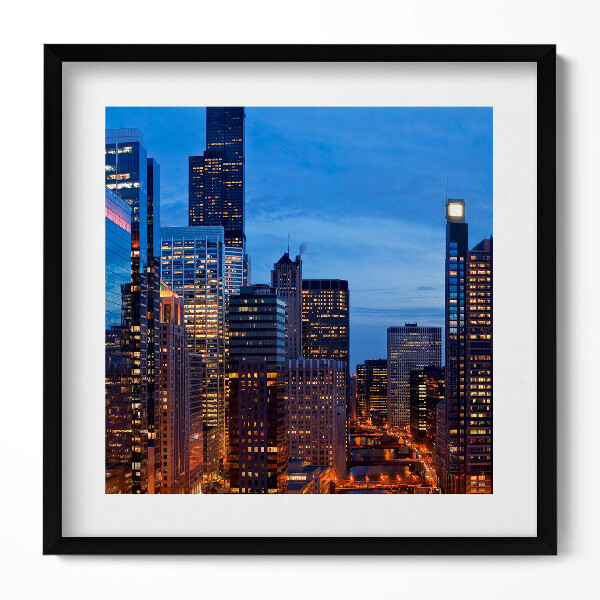 Keretezett falikép Városi táj éjszakai fények