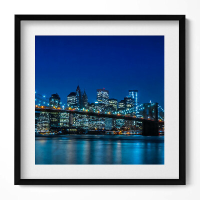 Keretezett falikép Éjjeli városkép és híd