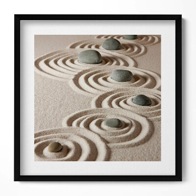 Keretezett falikép Kavicsok és hullámok homokban