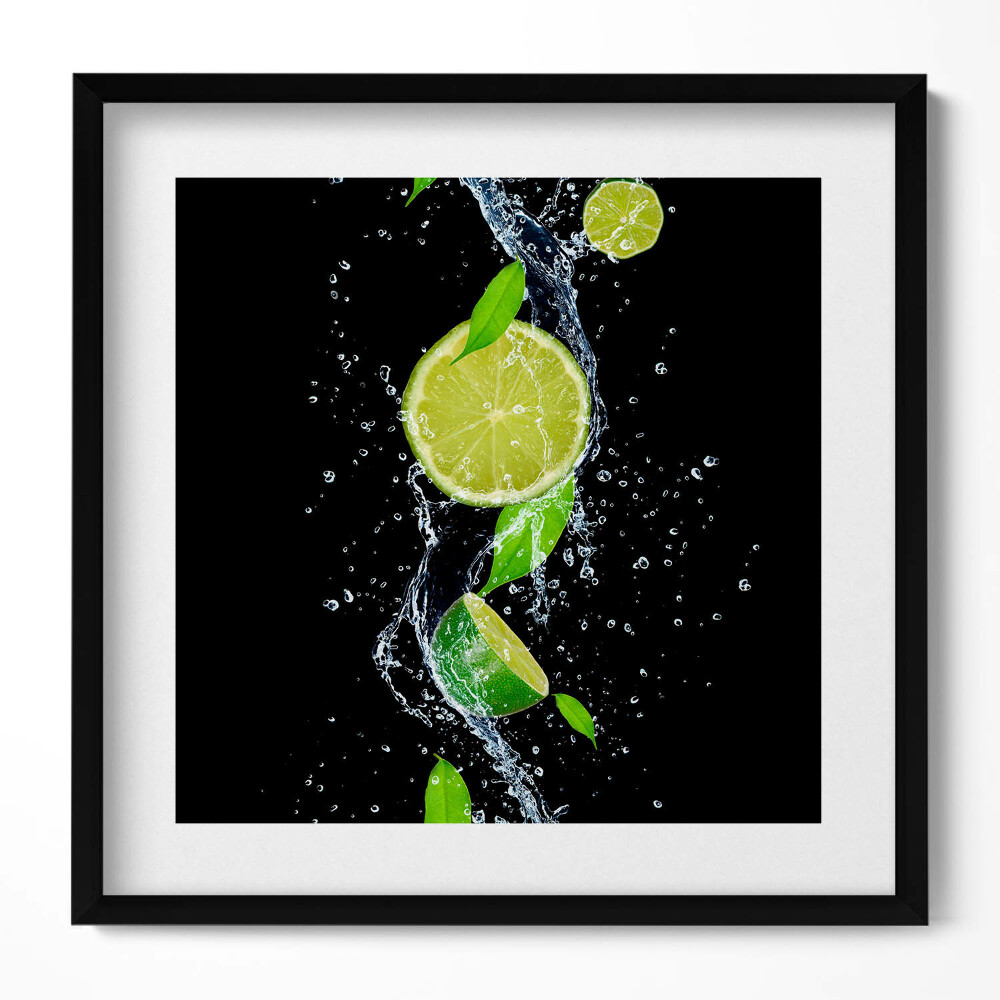 Keretezett falikép Citromszeletek vízben levelekkel